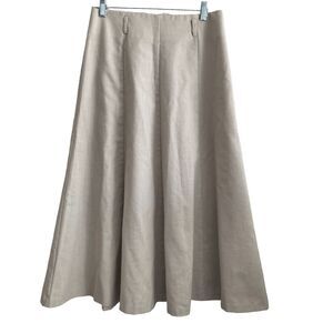 Vintage Vera Lane Skirt Womens 12 Maxi Beige Flare Flax Blend